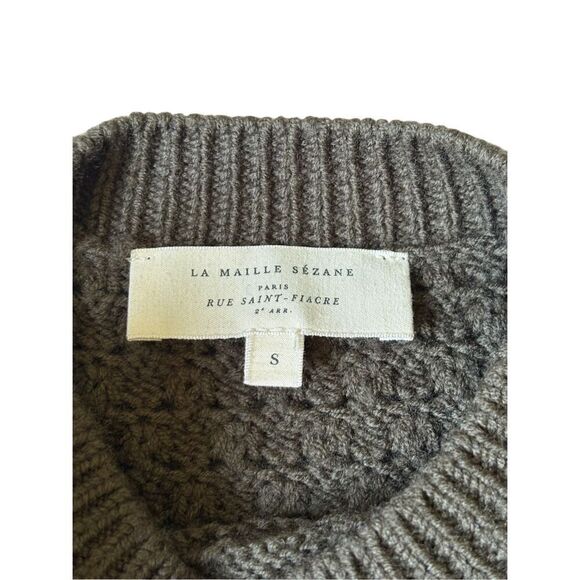 Sezane Rob Jumper Wool Sweater size S Green Crewneck Popcorn - Picture 4 of 10